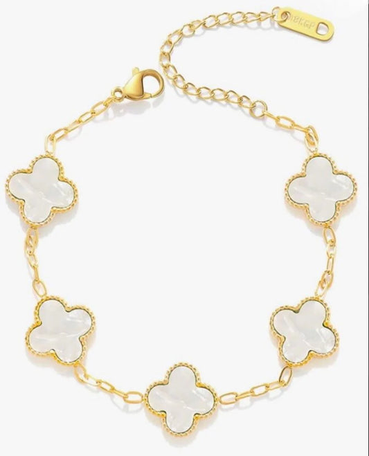 Clover Charm Bracelet - White